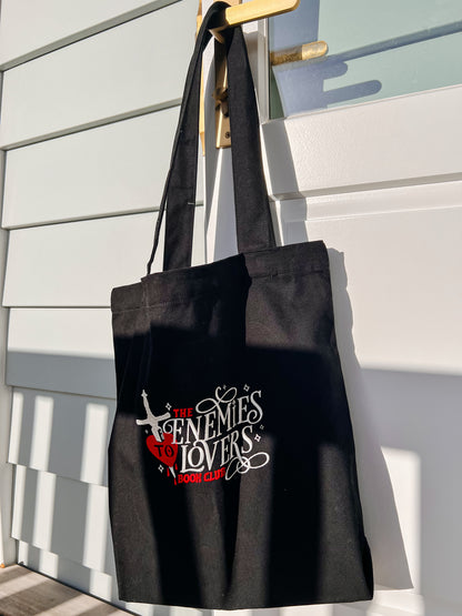 Enemies to lovers embroidered tote bag for book lovers