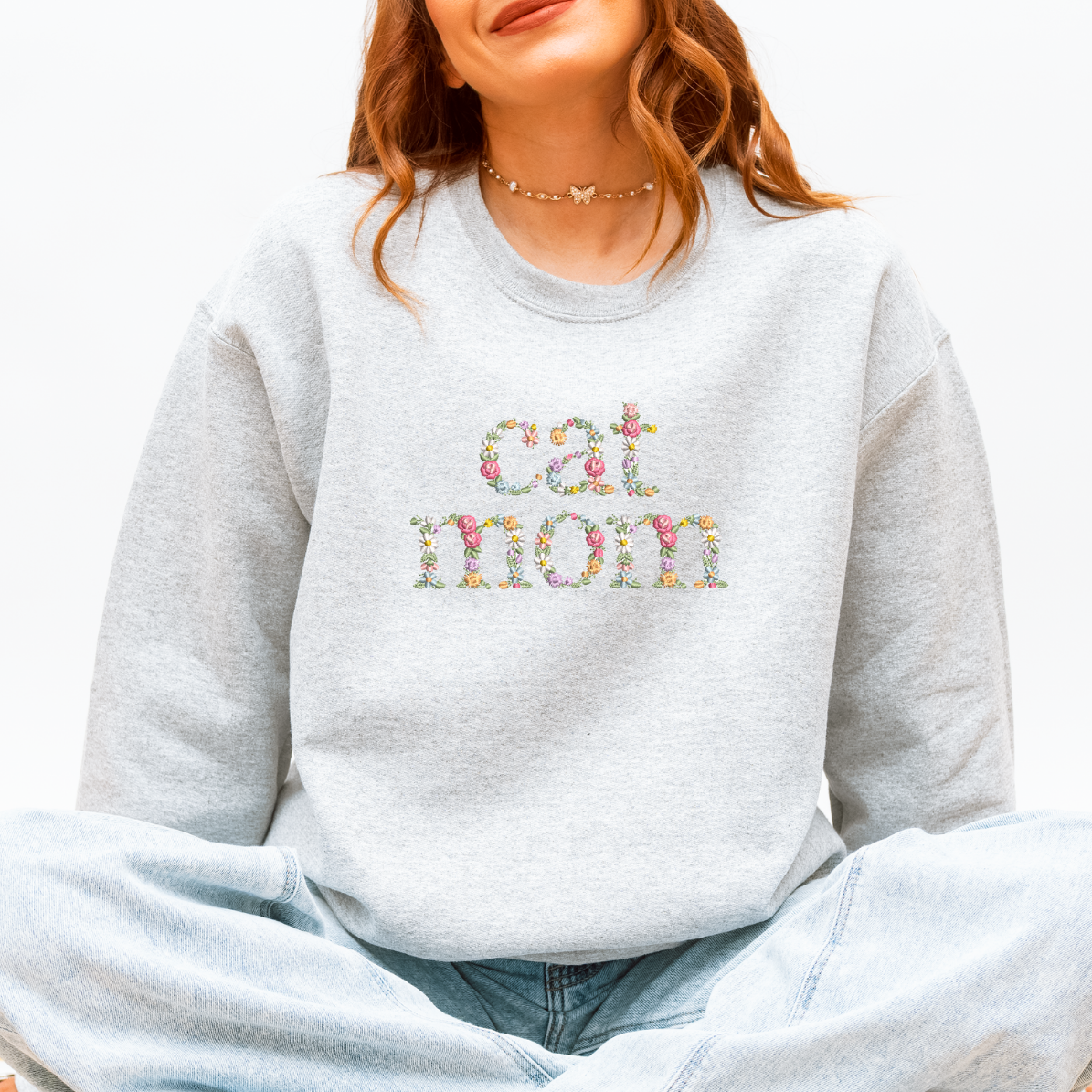 Floral Cat Mom Crew