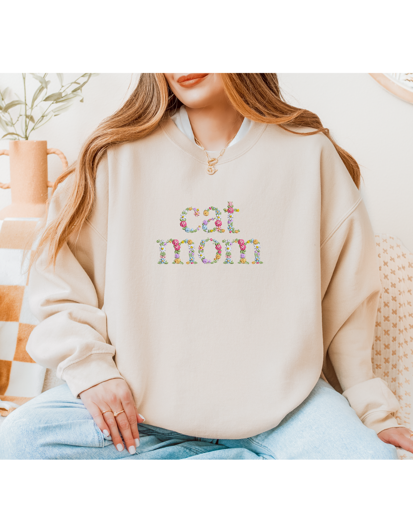 Floral Cat Mom Crew