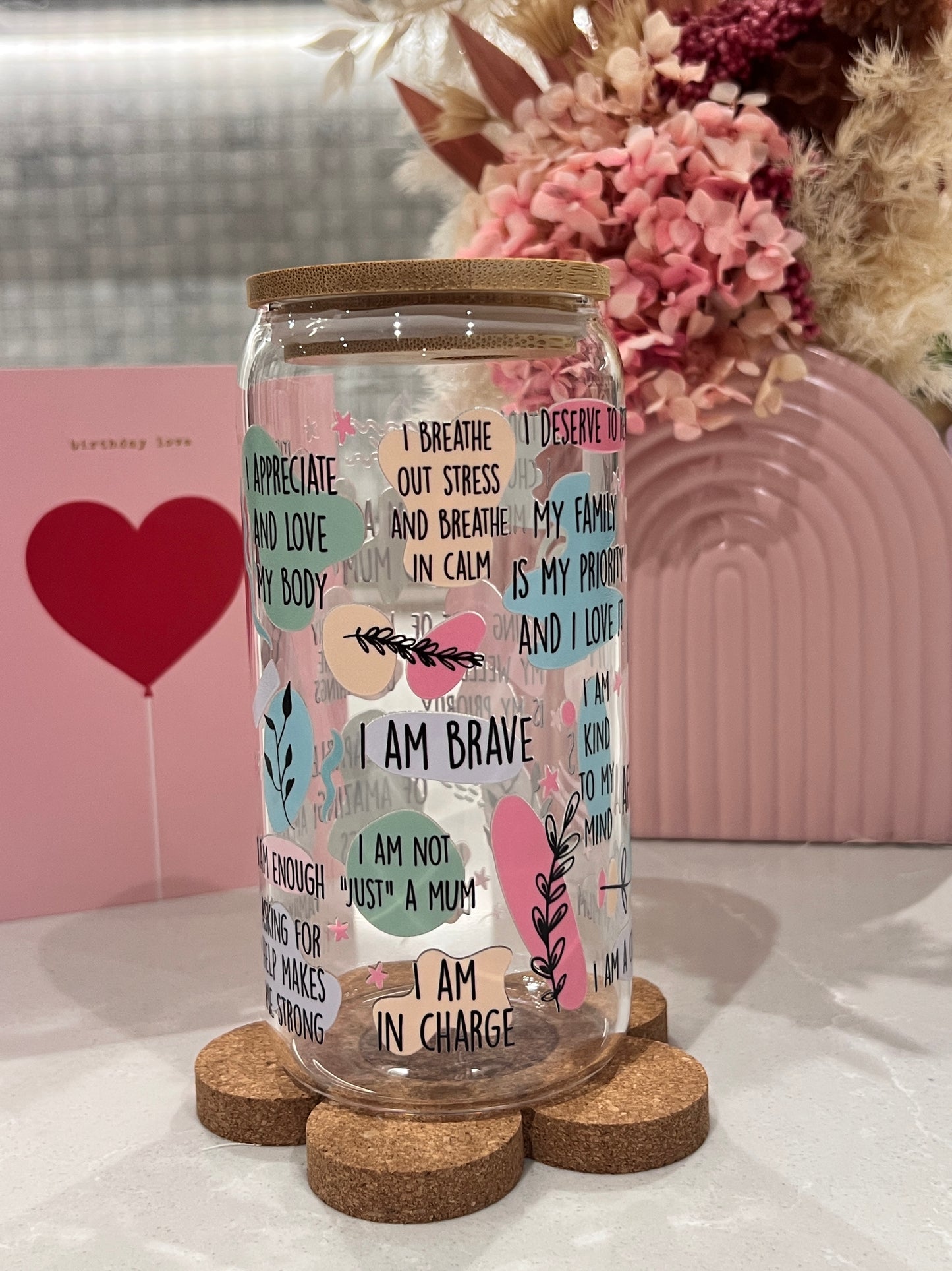 Mum Daily Affirmations Glass Tumbler