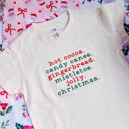 Kids - Christmas Phases Embroidered Tee