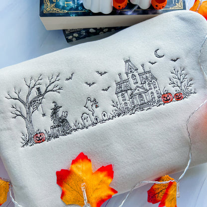 Spooky Manor Embroidered Crew