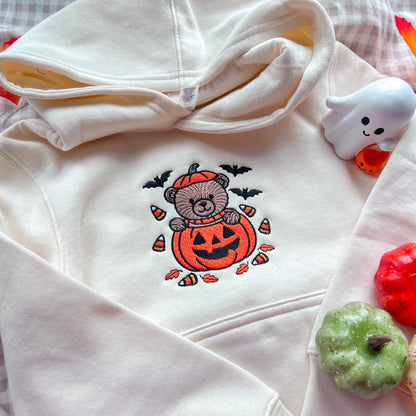 Kids - Halloween Teddy Bear Embroidered Hoodie