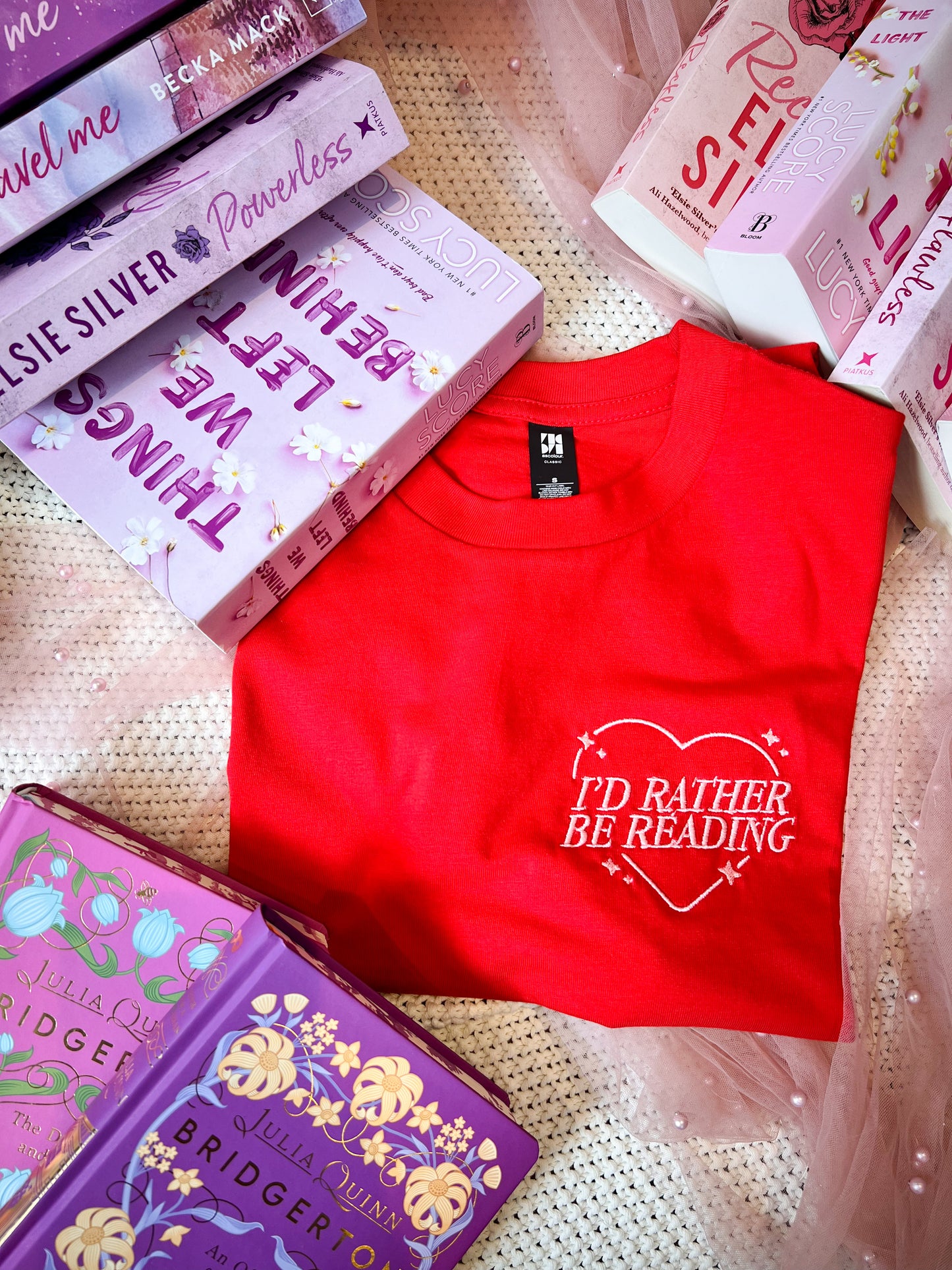 I'd rather be reading embroidered tee for book lovers and book club outfits