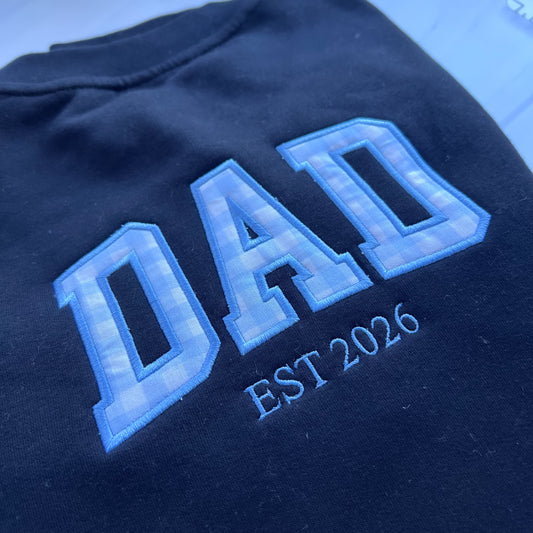DAD EST Applique Crew with Sleeve Embroidery