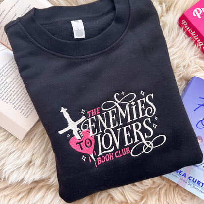 Enemies to lovers book club embroidered sweatshirt for book lovers