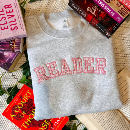 SAMPLE - READER Applique Embroidered Crew - size XL