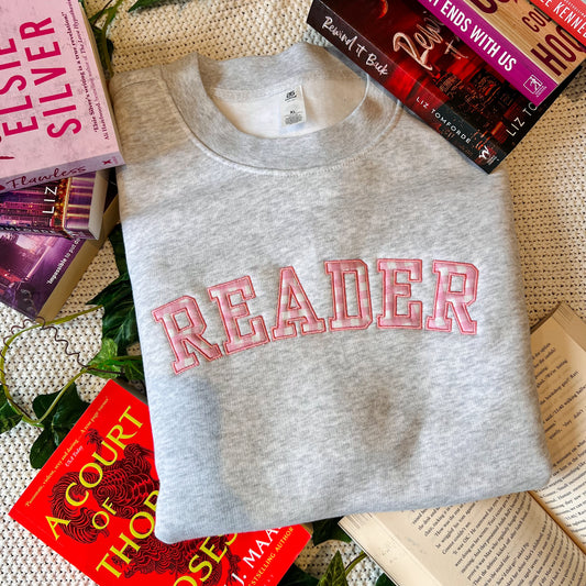 SAMPLE - READER Applique Embroidered Crew - size XL