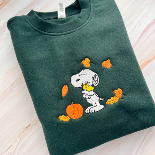 Snoopy Fall Embroidered Crew