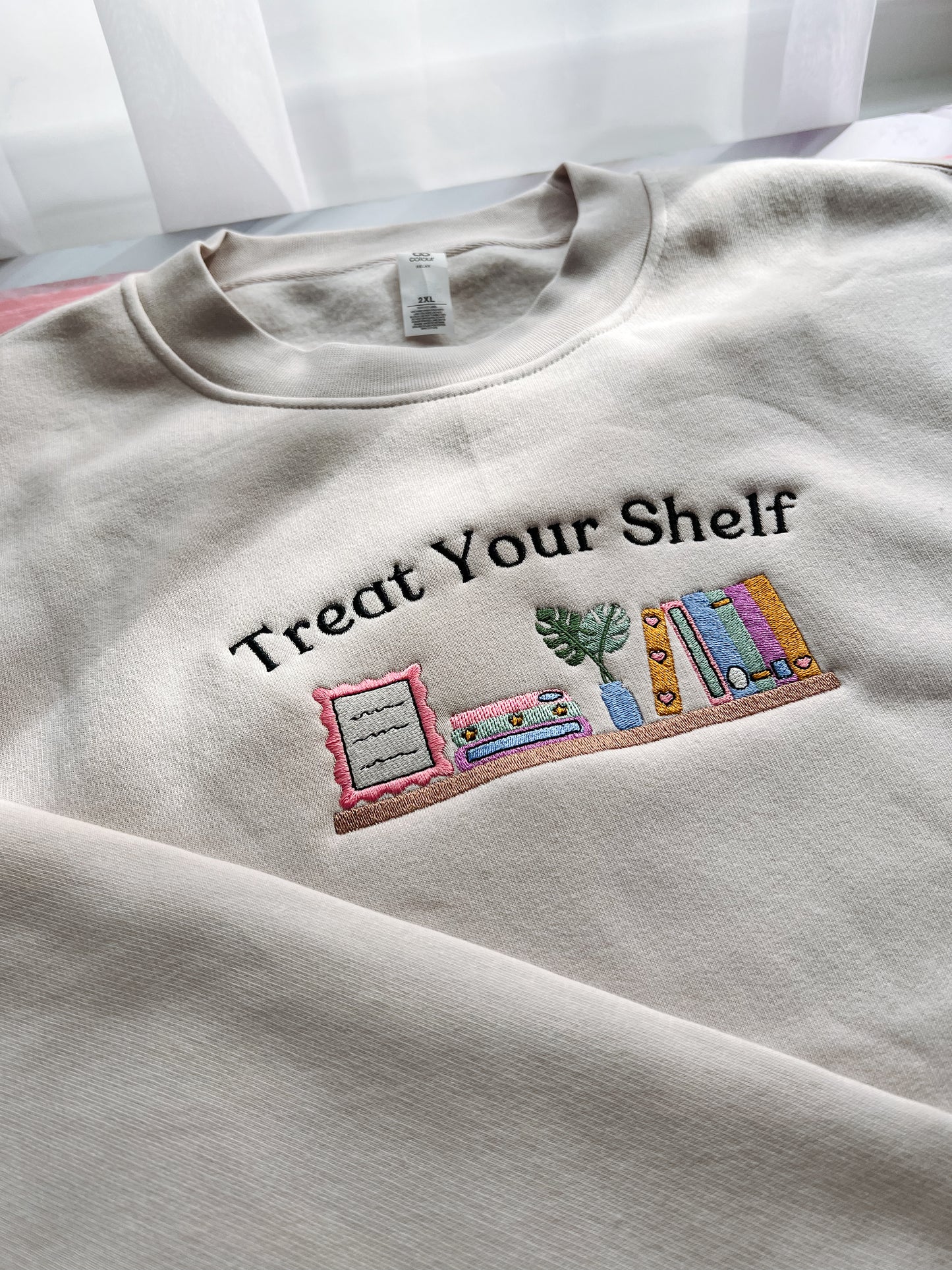 Treat your shelf embroidered sweatshirt for book lovers and book club outfits