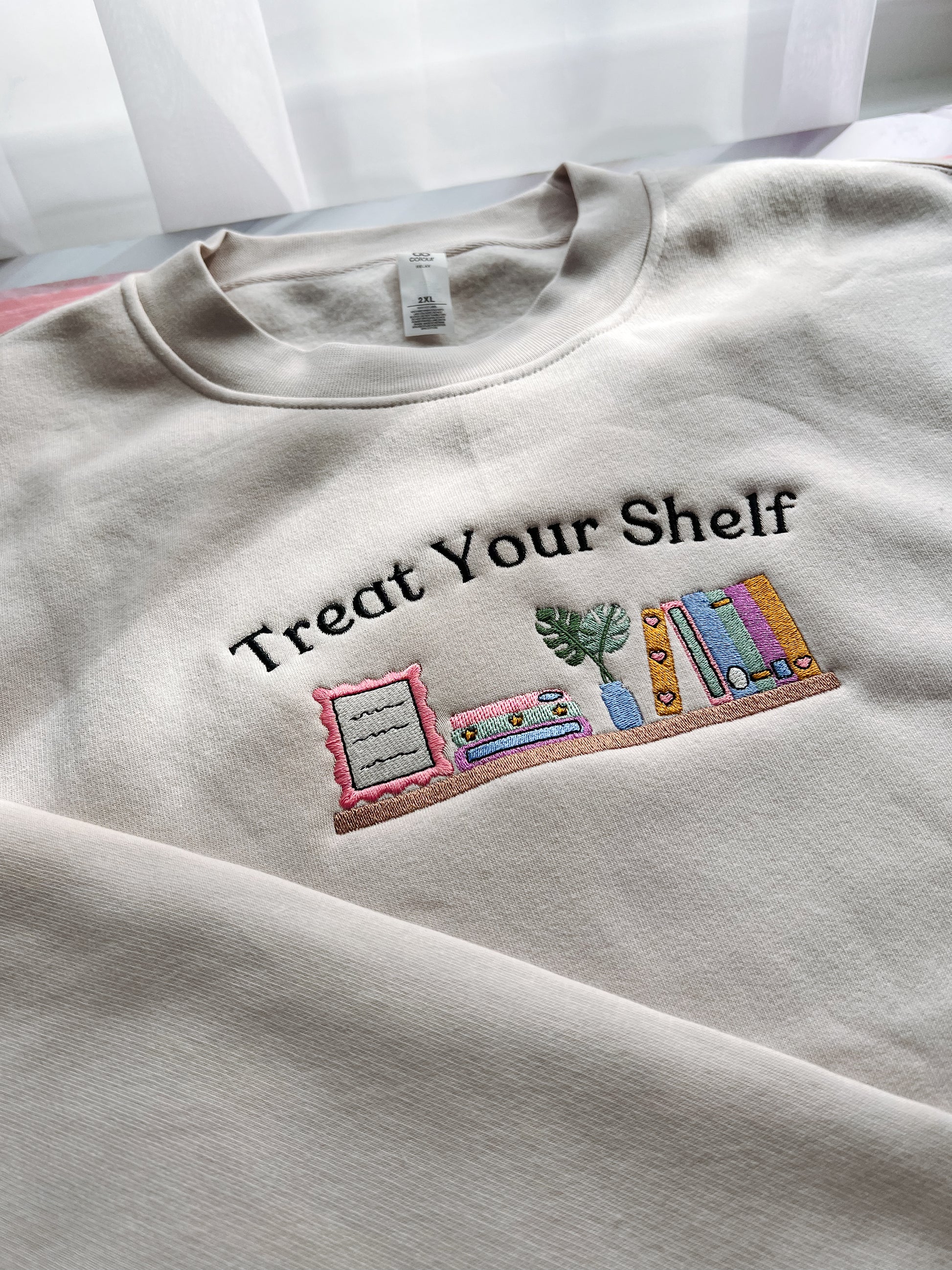 Treat your shelf embroidered sweatshirt for book lovers and book club outfits