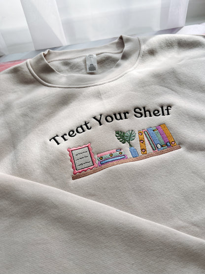 Treat your shelf embroidered sweatshirt for book lovers and book club outfits