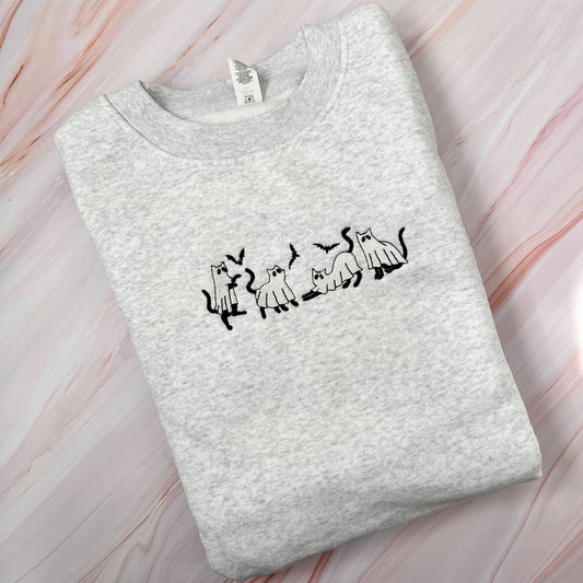 SAMPLE - Ghost Cats Embroidered Crew - size XXL