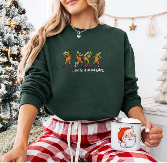 Tired Grinch Embroidered Crew