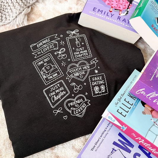 Book Tropes Embroidered Crew
