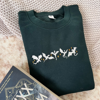 Fantasy Dragons Embroidered Crew