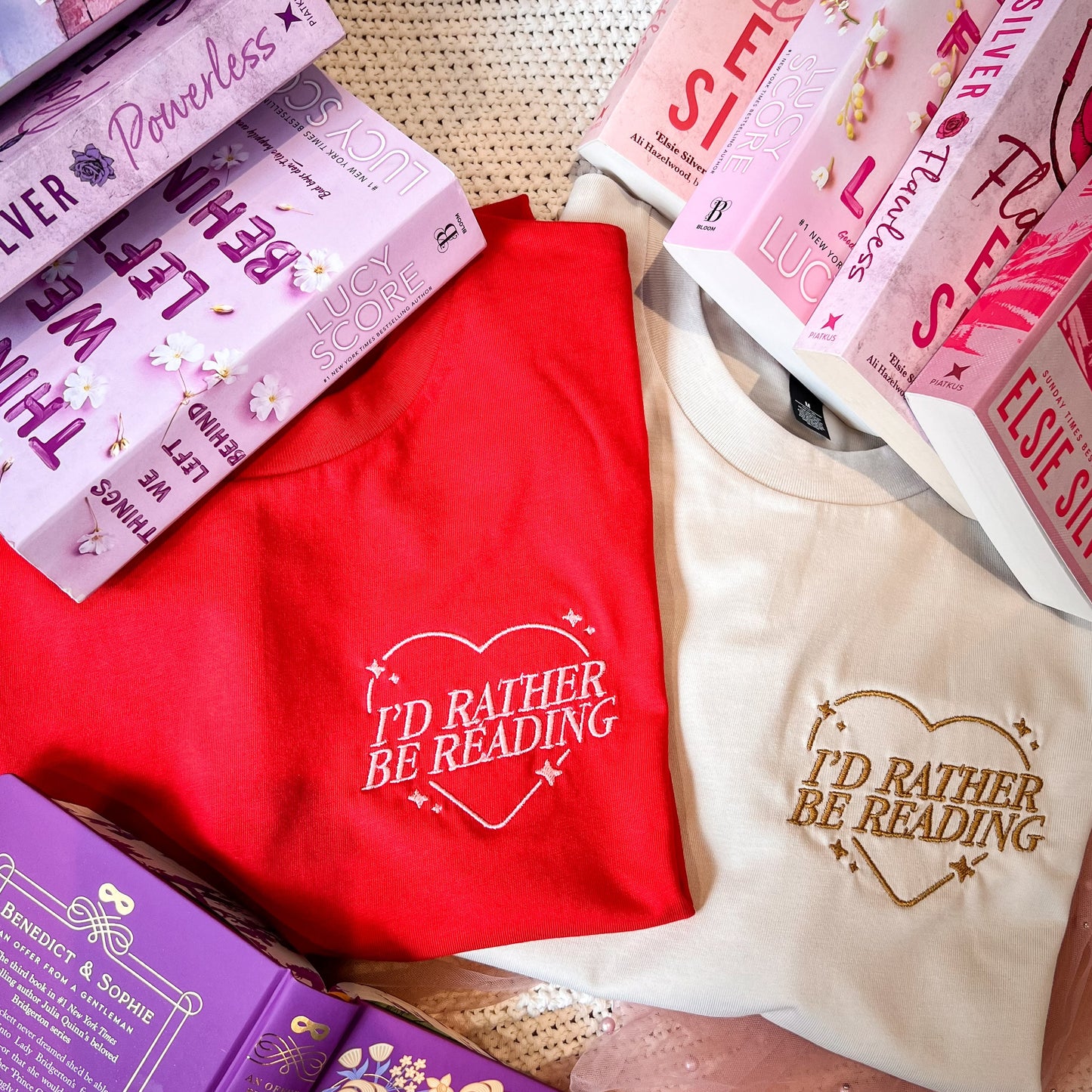 I'd rather be reading embroidered tee for book lovers and book club outfits