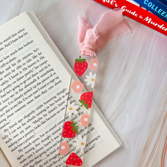 Strawberry Flowers Bookmark