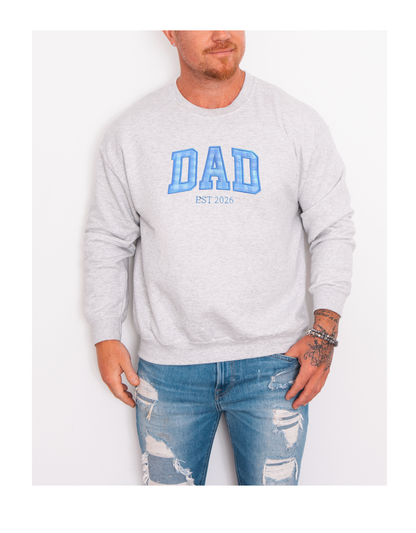 DAD EST Applique Crew with Sleeve Embroidery