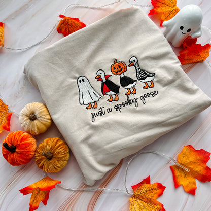 Spooky Goose Embroidered Crew
