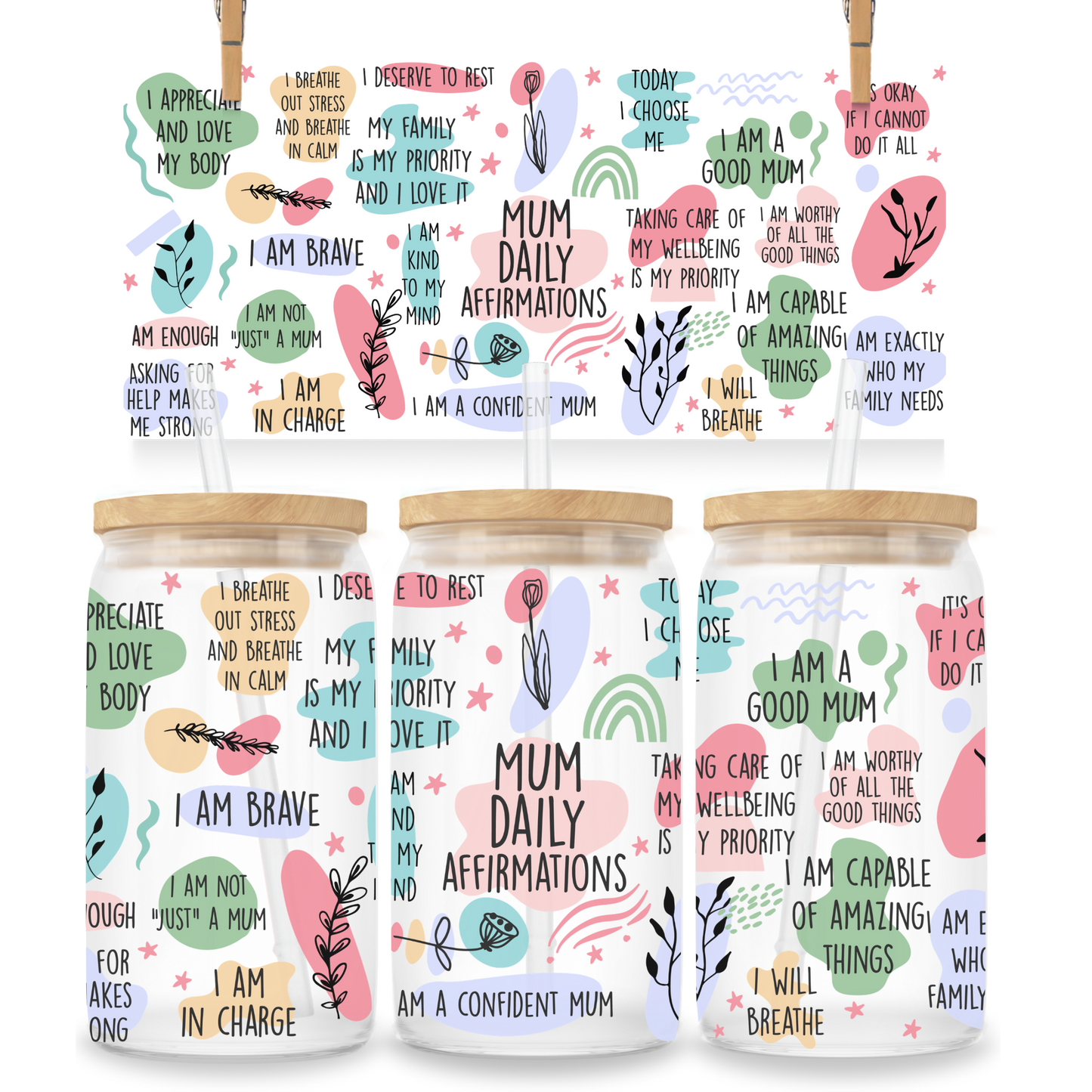 Mum Daily Affirmations Glass Tumbler