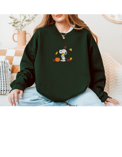 Snoopy Fall Embroidered Crew
